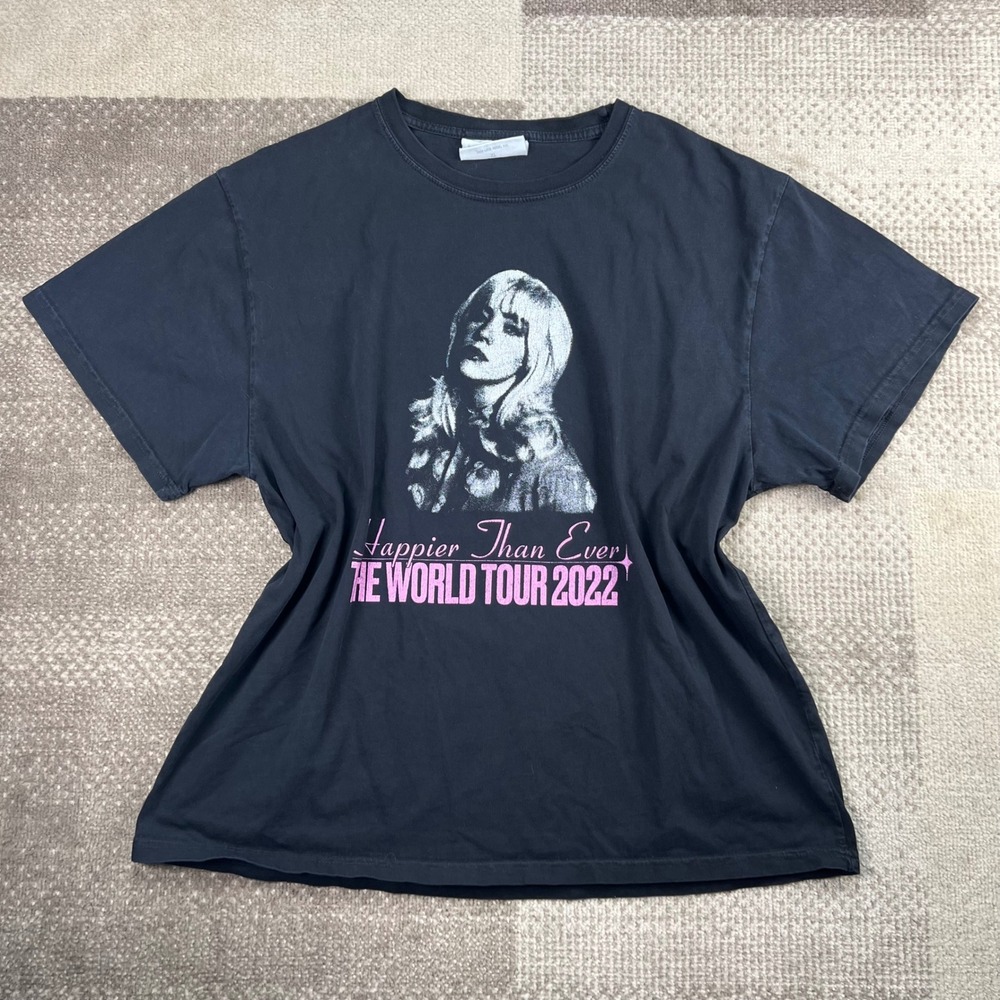 Billie Eilish Happier Than Ever World Tour 2022 Black T-Shirt Adult XL USA Made